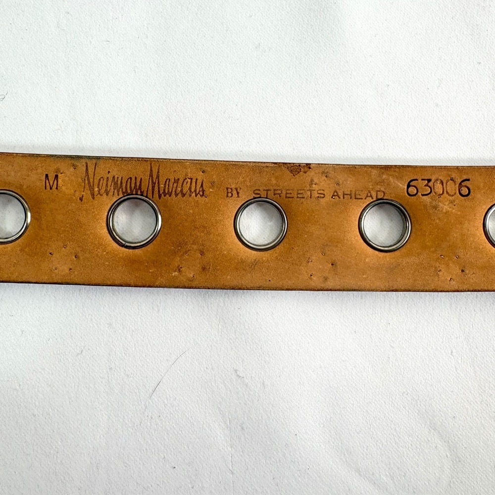 Neiman Marcus Streets Ahead Belt Brown Leather Studded Grommet Size M - Picture 4 of 8